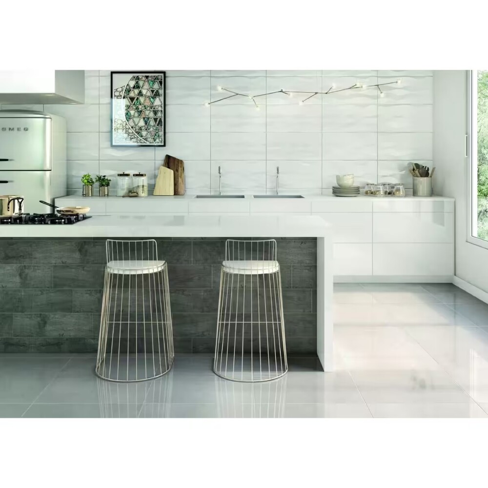 Cerámica para pared New Pacific White 31x60 cm Brillante Cerámica Para Pared New Pacific White 31x60 Cm Brillante