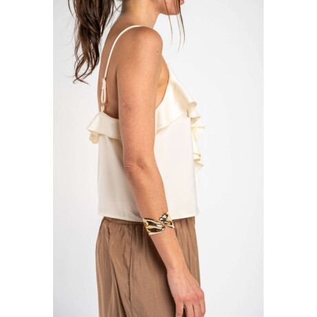 Musculosa Volado Saten Beige