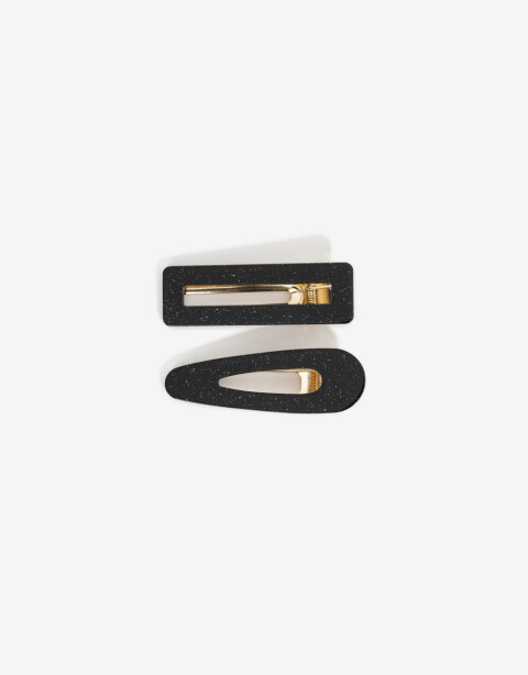 Horquillas con Accesorios Glitter Sets De Hebillas - Negro