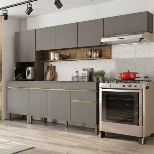 JUEGO COCINA MODULAR MOBILIARIO MDP LINE GRIS TEXTURADO GAMAS DE GRIS