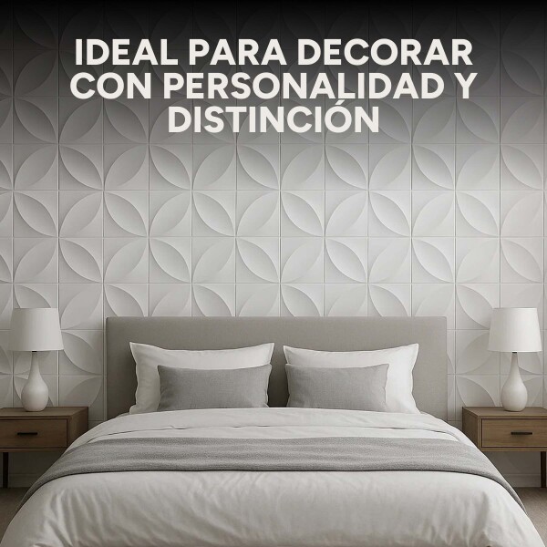 Revestimiento de Pared Panel 3D PVC 50x50cm Diseño Flor Blanco