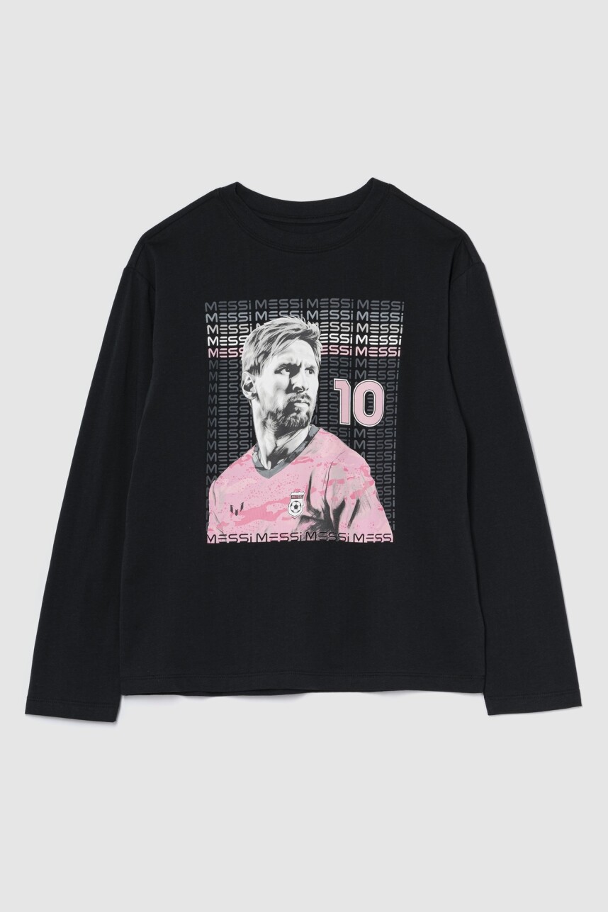 Remera Messi Manga Larga Niño True Black V2 2