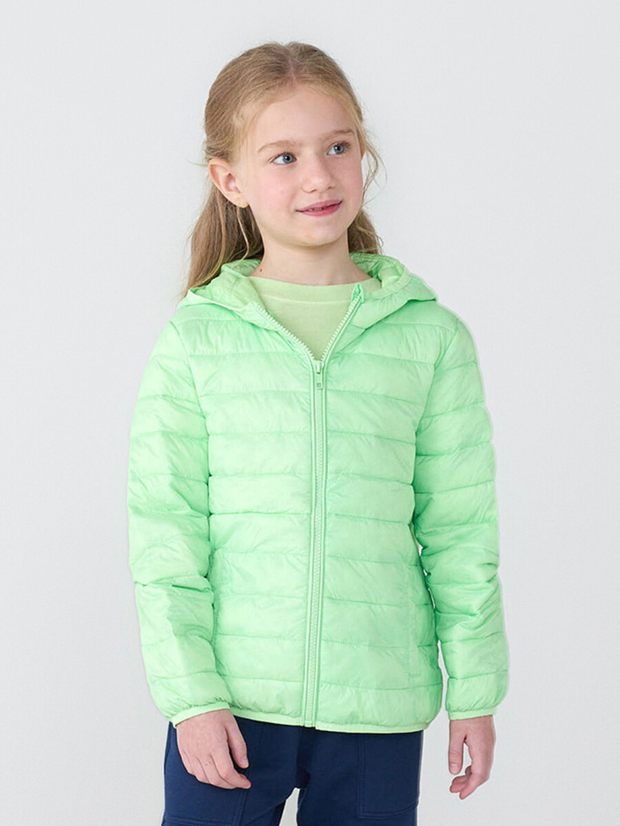 CAMPERA UNISSEX PUFFER CON CAPUCHA Y BOLSILLOS - VERDE CLARO 