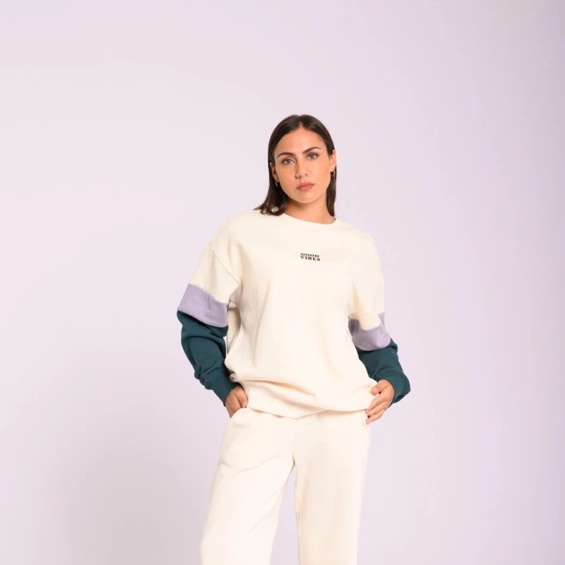 Pantalon Dama Alg.C/Felpa Ancho Canva XS-XL Crudo
