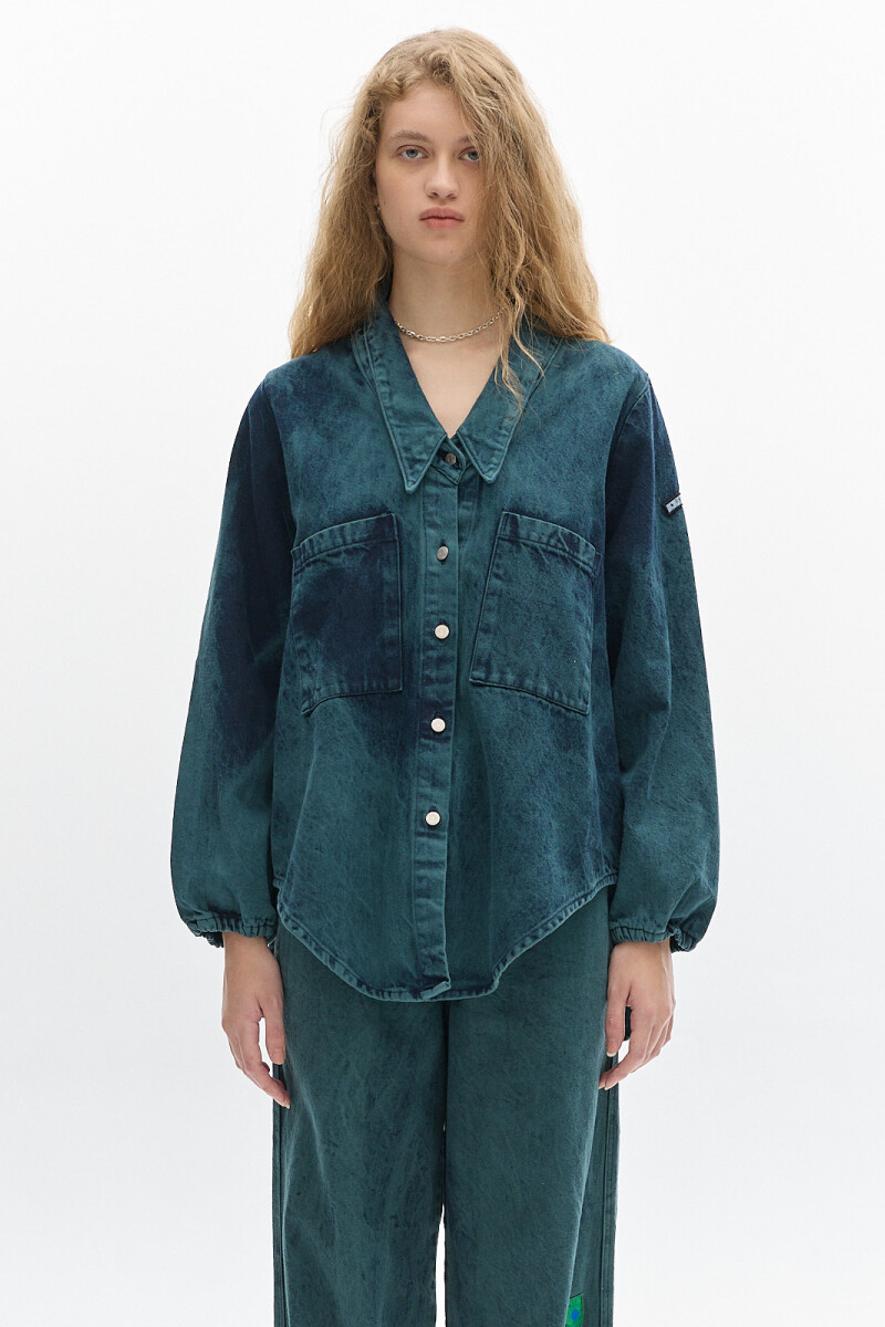 Camisa Cisne Denim Washed Green