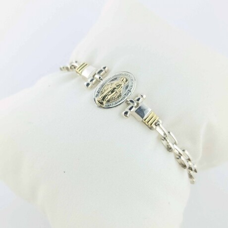 Pulsera religiosa de plata 925 con double en oro 18 ktes- Pulsera religiosa de plata 925 con double en oro 18 ktes-