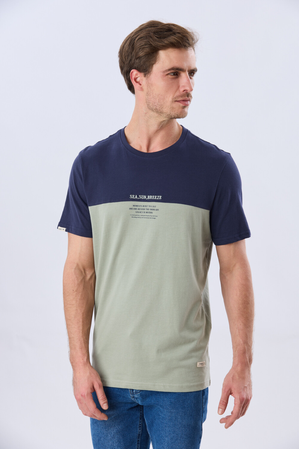 REMERA RAYADA DE ALGODÓN Pistacho