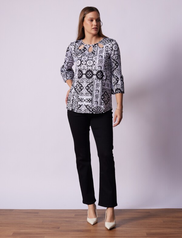 Blusa Relieve BLANCO/NEGRO