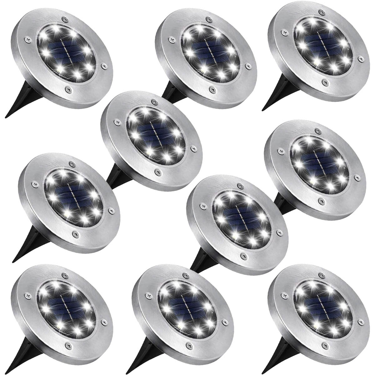 Pack x10 Luces LED Solares Jardin Exterior Piso 