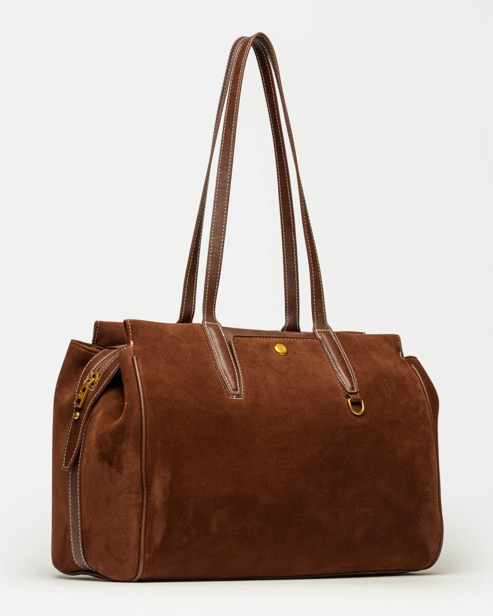 Bolso Paddock en efecto gamuza - Tabaco 