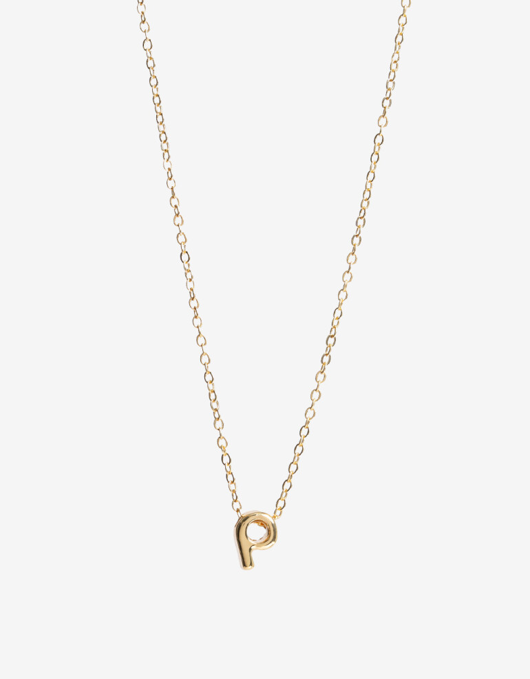 Cadena Corta con Dije Letras Collar Con Dije Inicial "p" - Dorado
