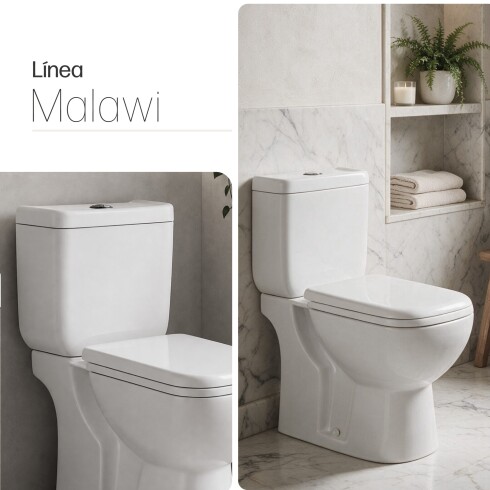 SANITARIO INODORO CON MOCHILA LINEA MALAWI BLANCO LOZA BAÑO BLANCO