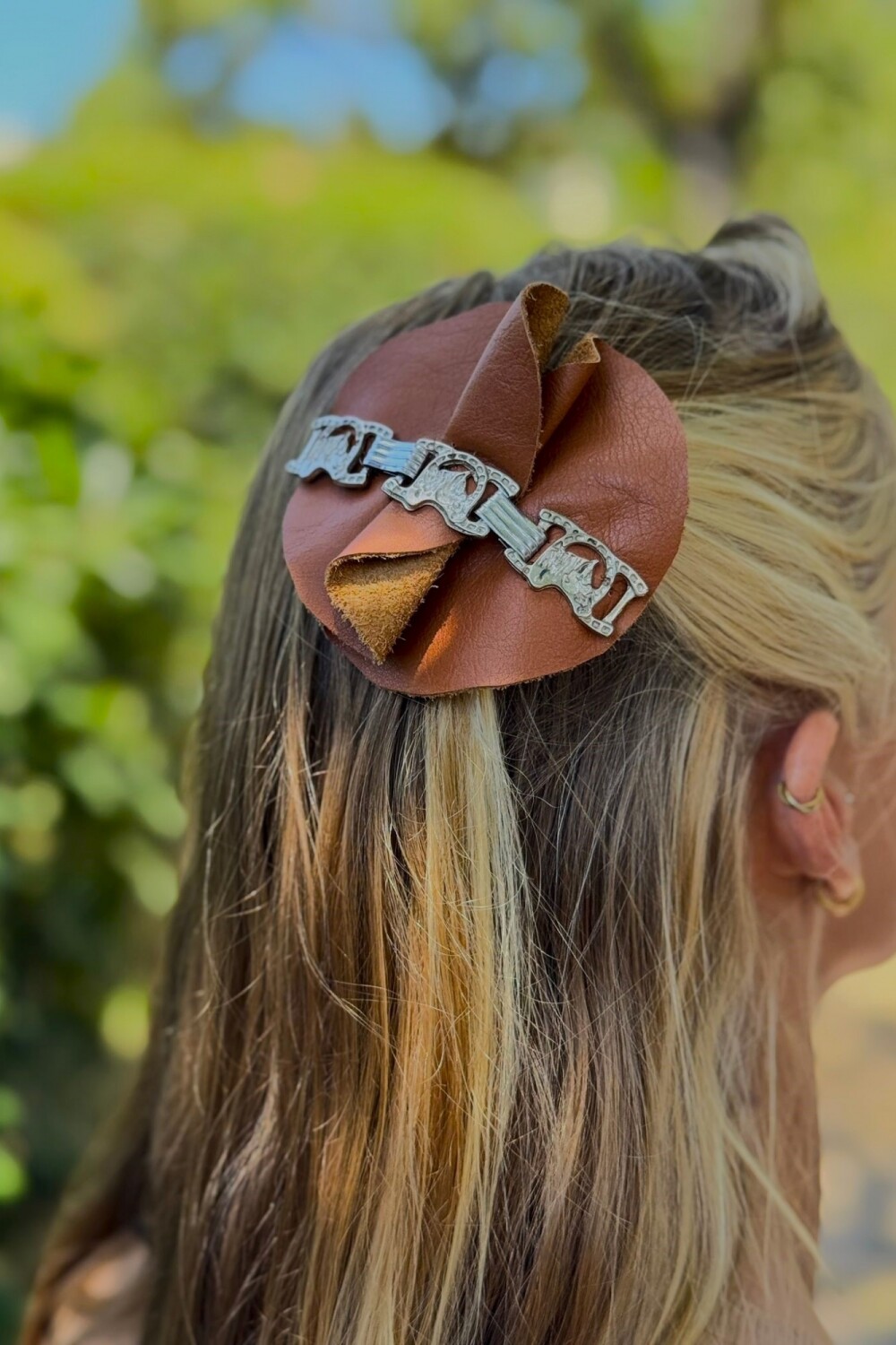 Round Leather Headpiece Camel