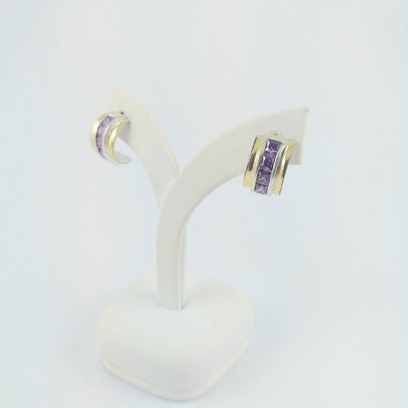 Caravanas de plata 925 con doublé de oro 18Ktes y circonias. Caravanas de plata 925 con doublé de oro 18Ktes y circonias.
