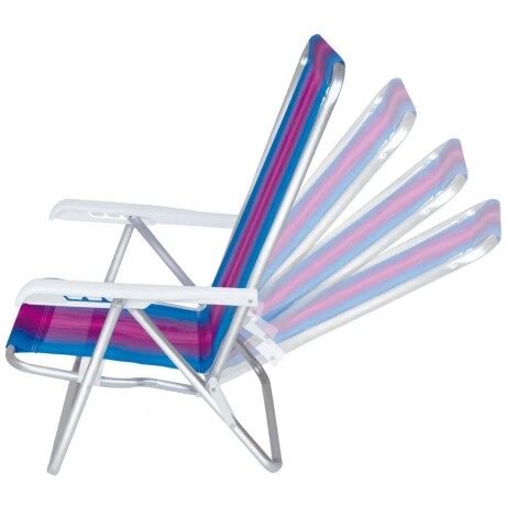 Reposera Silla Reclinable De Playa 4 Posiciones Aluminio Celeste/fucsia
