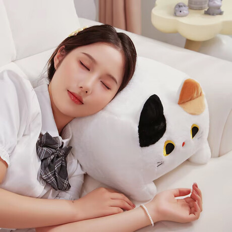 Peluche de gatito cuadrado XL Blanco