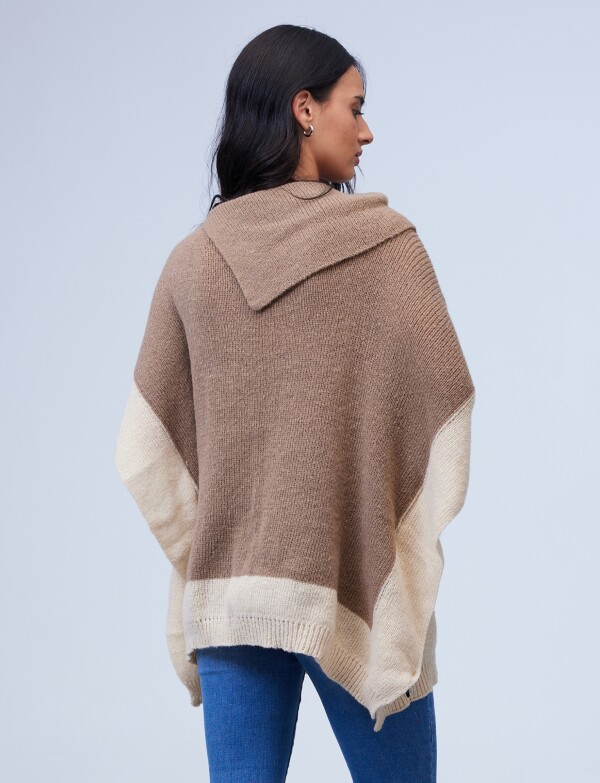 Poncho Colorblock MULTI/TOSTADO