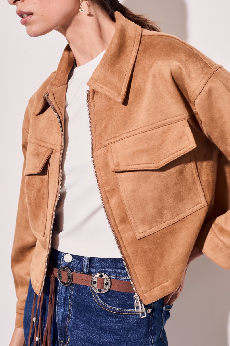 Campera Gamuza Cuero Vegano Whisky