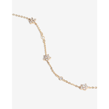 Pulsera Flexible De Flores Con Cubic Dorado