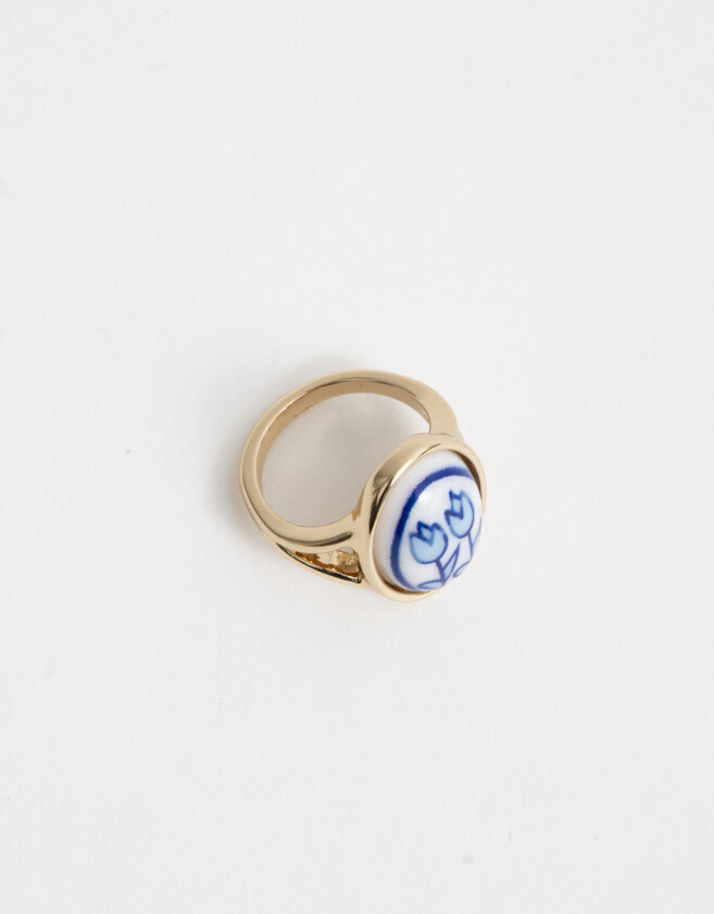 Anillos Medianos y Grandes Azul Anillo Tulipán - Dorado