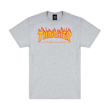 Remera Thrasher Flame Logo Gris