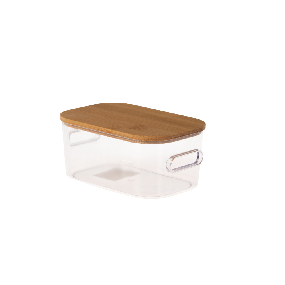CAJA ORGANIZADORA C/TAPA BAMBU TRANSPARENTE 14,5X9X6CM