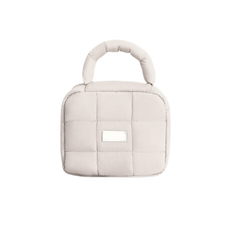 Neceser puffer impermeable con asa Beige