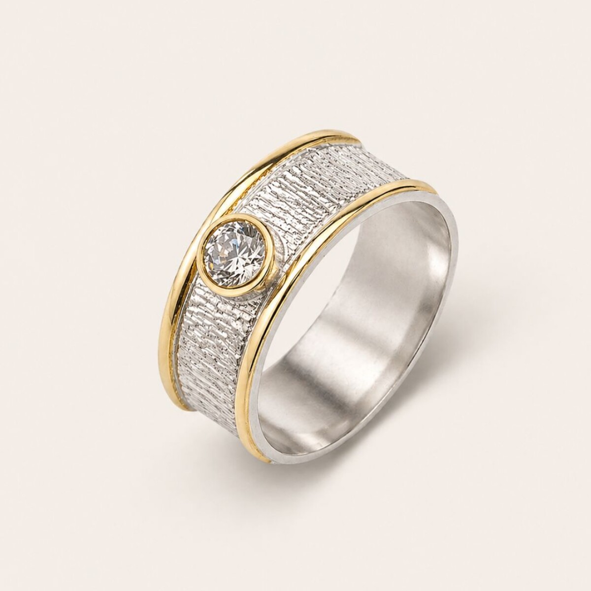 Anillo Positano White - Plata y Oro 