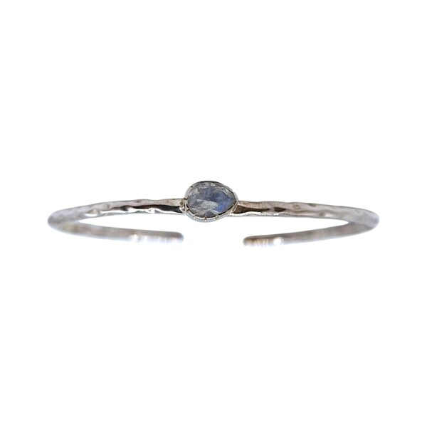 Brazalete Delhi-Plata rodinada 925- Piedra Luna-BR2017 conpiedra