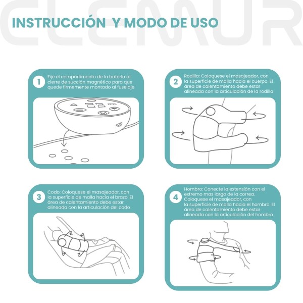 Masajeador Vibratorio Para Rodilla Codo Hombro Ajustable + Extensor Masajeador Vibratorio Para Rodilla Codo Hombro Ajustable + Extensor