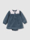 Vestido Cuello Marinero Bordado Gris Azulado