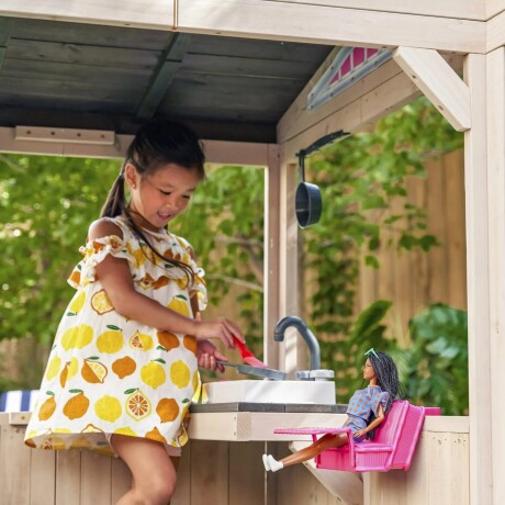 Casita de Juegos de Madera – Estilo Playa con Cocinita y Accesorios Casita de Juegos de Madera – Estilo Playa con Cocinita y Accesorios