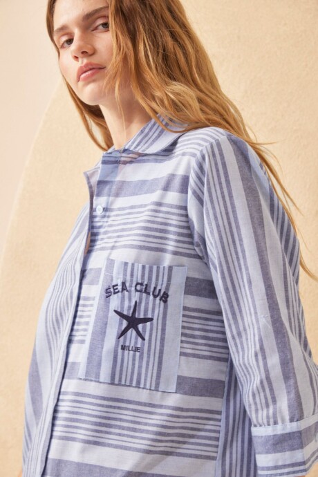 VESTIDO CAMISERO SAILOR CELESTE