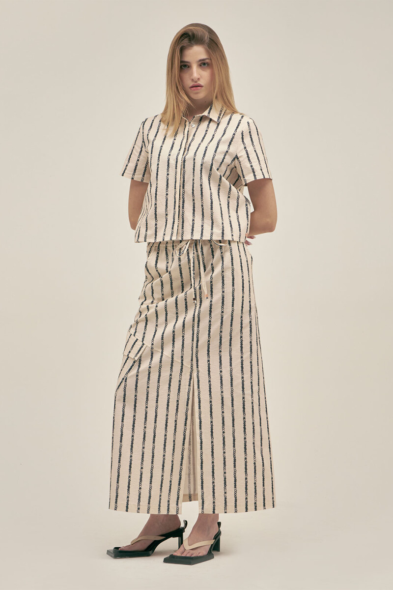 SHORT SLEEVE SHIRT Floral Stripe