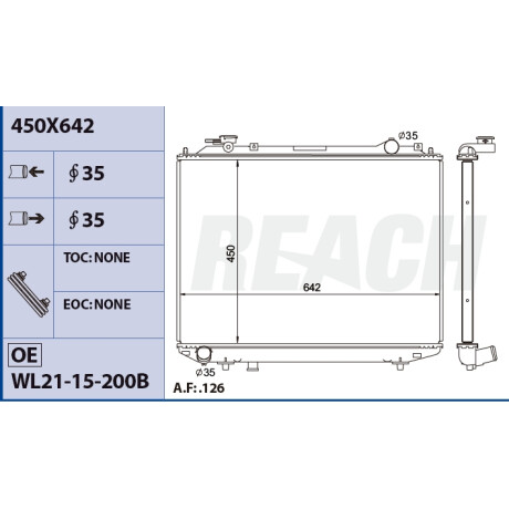 RADIADOR MAZDA SERIE B 2200 2500 BT50 2.2D 2.5D REACH RADIADOR MAZDA SERIE B 2200 2500 BT50 2.2D 2.5D REACH