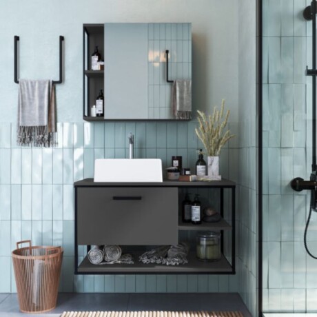 MUEBLE DE BAÑO SUSPENDIDO 80 CM S/BACHA - GRAFITO/NEGRO MUEBLE DE BAÑO SUSPENDIDO 80 CM S/BACHA - GRAFITO/NEGRO
