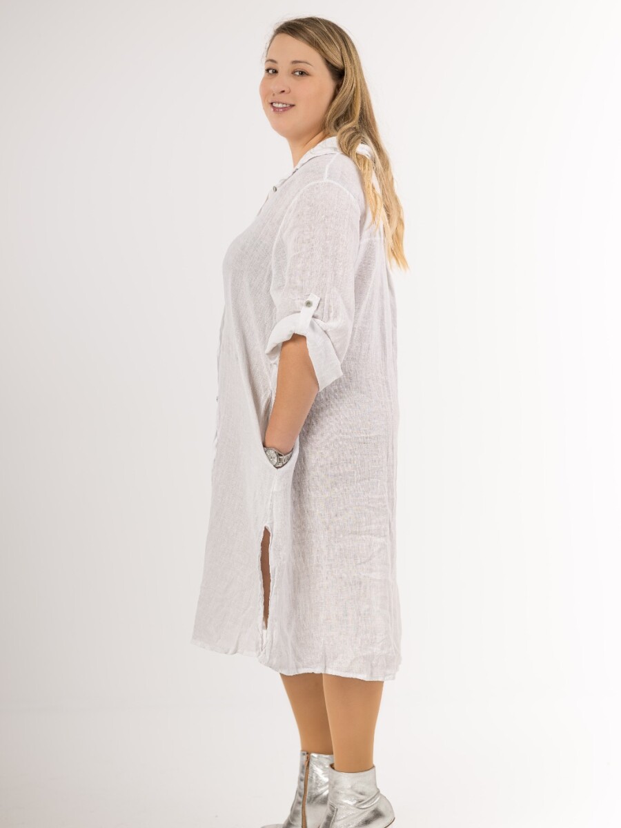 Vestido camisero 100% lino pesante Made in Italia Vestido camisero 100% lino pesante Made in Italia