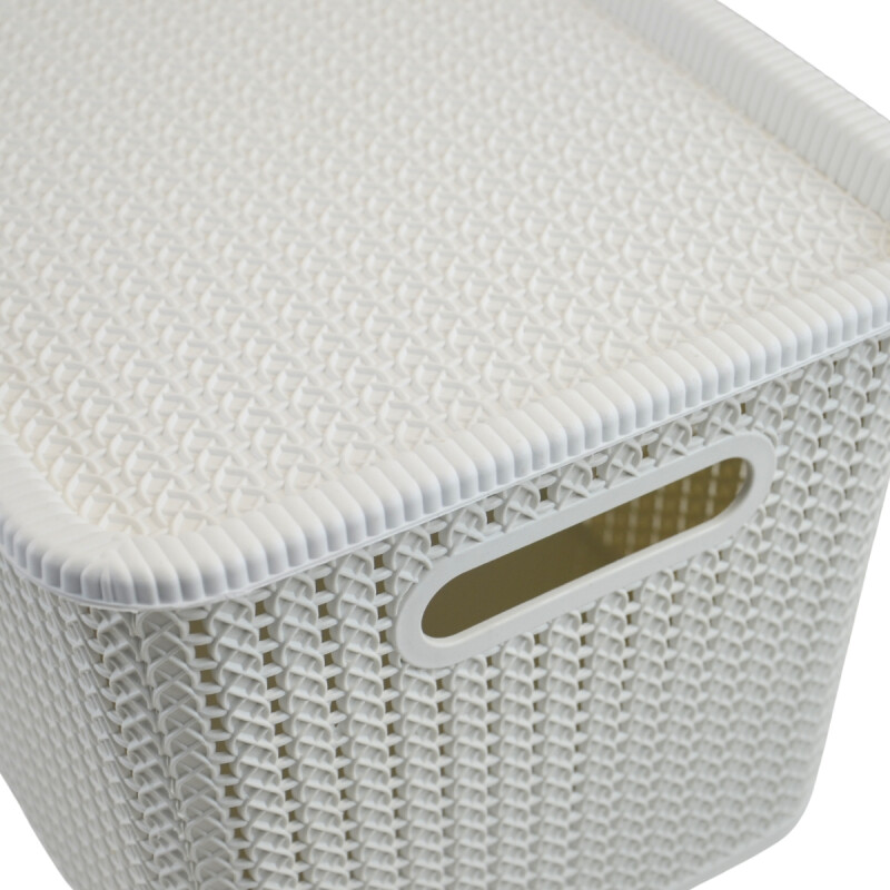 Caja organizadora símil ratán 20lt BLANCO