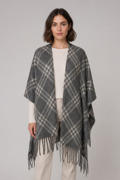 Ruana Sol Gris a cuadros