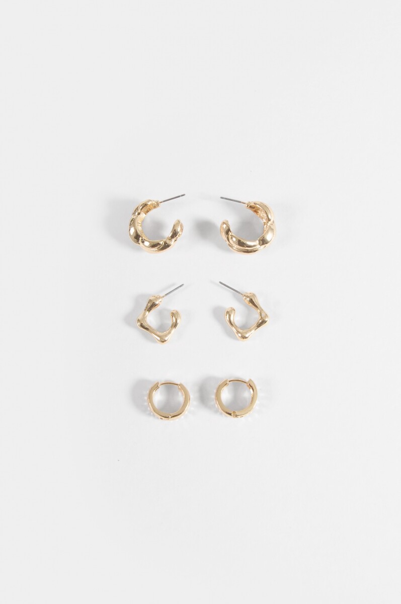 Set de 3 aros texture - dorado 