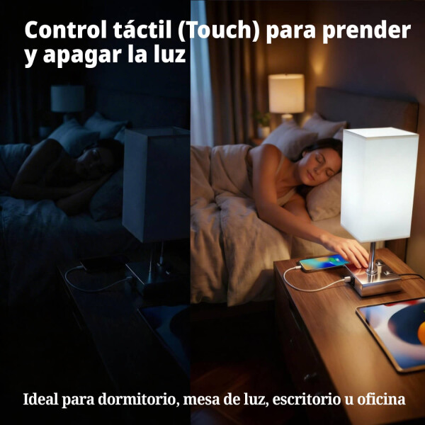Lámpara de Mesa Touch IMBACK IBK-ILU013 | Con USB-C, USB-A y Enchufes | Moderna y Funcional Blanco Lámpara de Mesa Touch IMBACK IBK-ILU013 | Con USB-C, USB-A y Enchufes | Moderna y Funcional Blanco