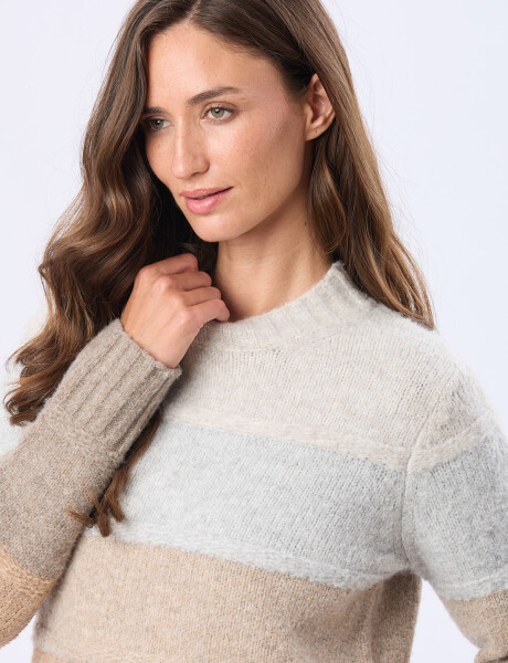 BUZO TEJIDO RAYADO Tostado