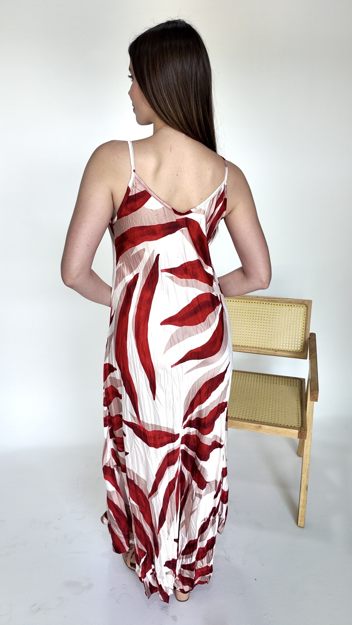 Vestido Zayra Estampado Rojo con Blanco