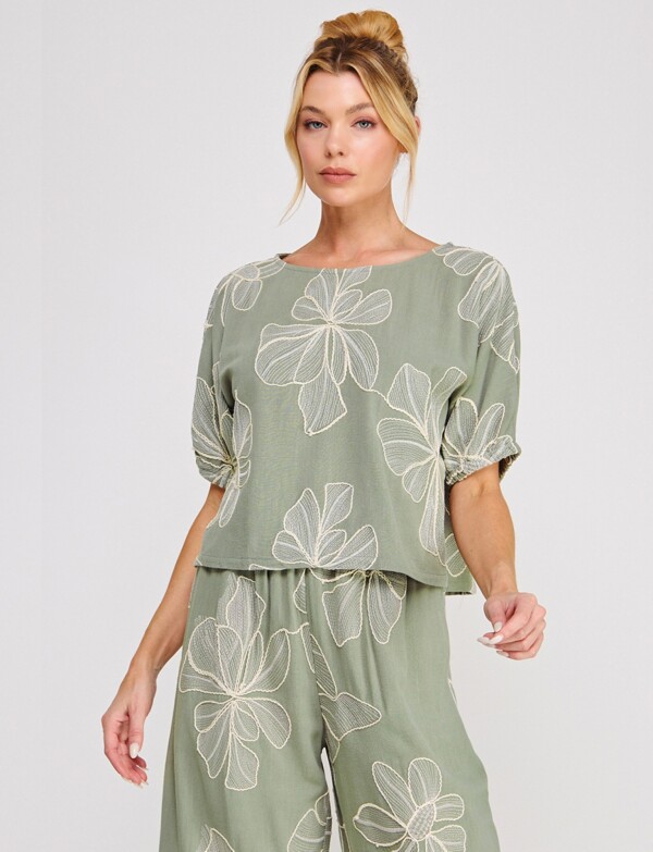 Blusa Lino Bordado VERDE