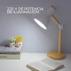 Lampara De Escritorio Portatil Nordica Madera Y Metal Blanco
