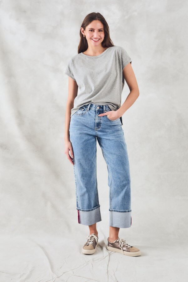 Remera Brillo Gris Melange