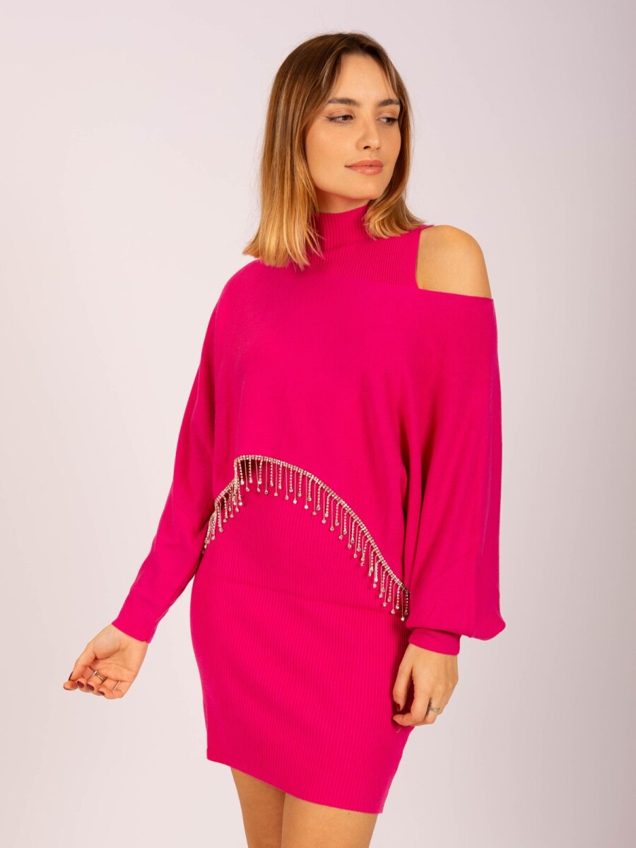 Vestido con sweater - Fucsia 