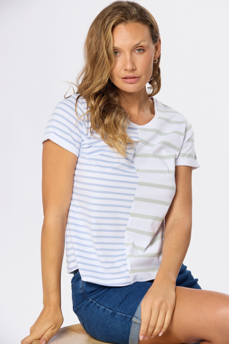 REMERA RAYADA - Blanco 
