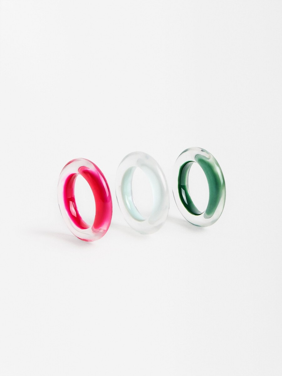 Set De Anillos Con Esmaltado multicolor