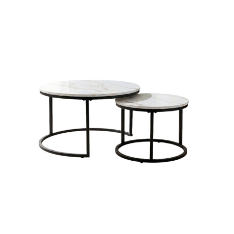 Set 2 mesas auxiliares ratonas tipo nido Doncaster Negro/blanco